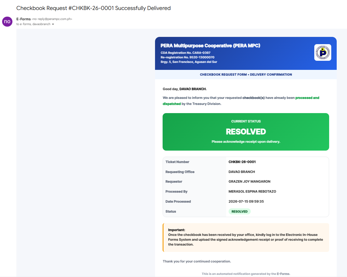Step 3 - Checkbook Transmission