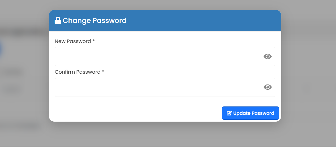 Password Update Screen